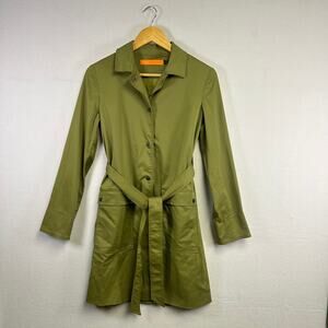 Cynthia‎ Steffe Womans Olive Green Classic Chic Belted Trench Coat Small